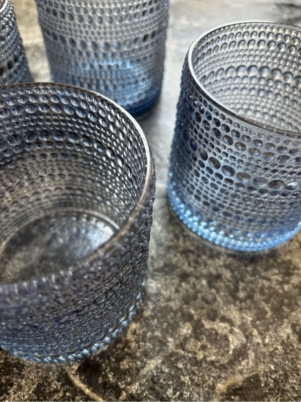 Blue Textured Glass Tumbler Set - 4 Pack